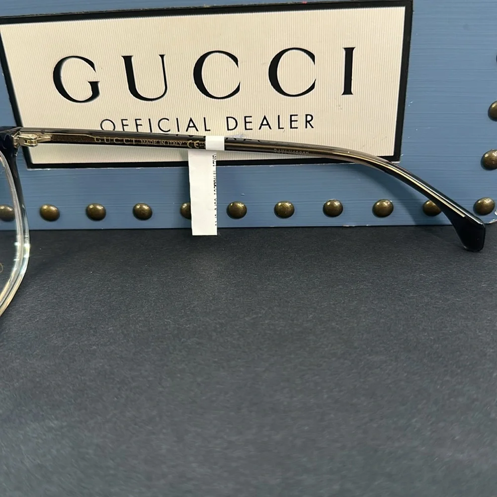 Gucci GG0554O 004 Grey/Clear Rectangular Men's Eyeglasses